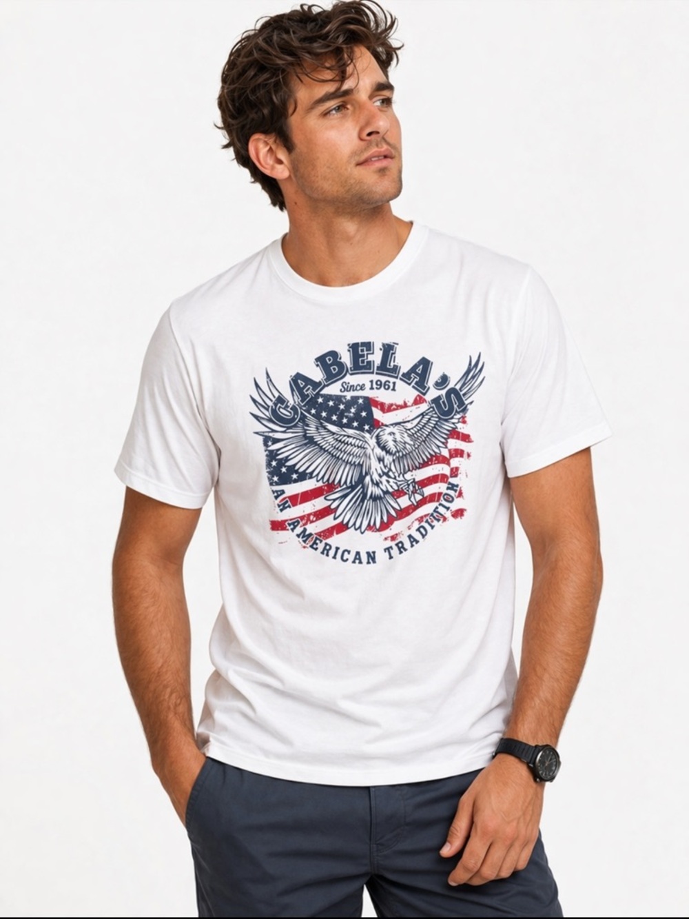 Cabela’s Eagle Graphic T-Shirt American Tradition Flag Tee Men’s Medium M